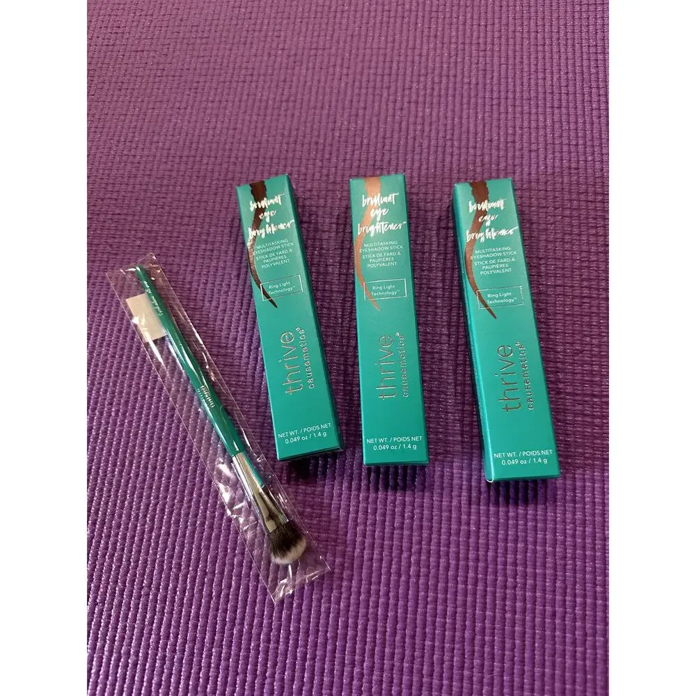 New 3 Thrive Causemetics Eyeshadow Stick Full Size Kaelyn, Riji & Gailon & Brush